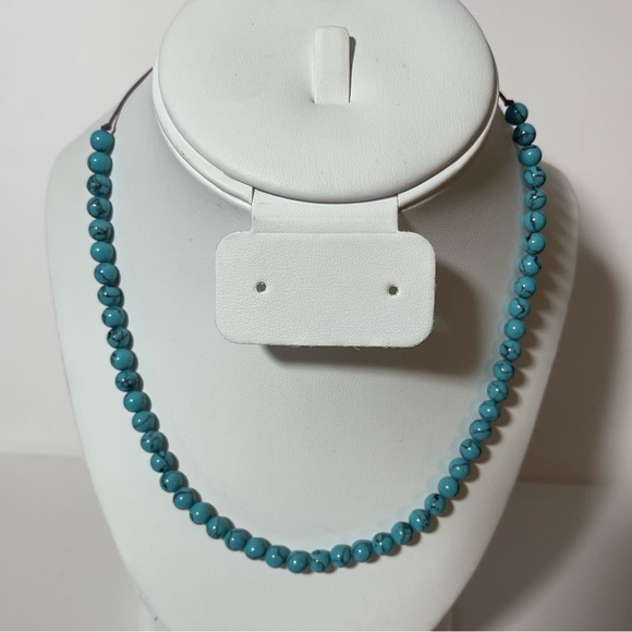 Gemstone Jewelry - Turquoise Howlite, Adjustable Length, Purple Corded Necklace, Genuine Ge…